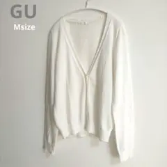GU Vネック 長袖カーディガン Mサイズ ホワイト