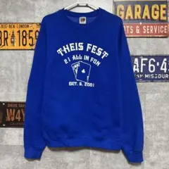 00s フルーツオブザルーム　ブルー　スウェット　M 古着　ストリート