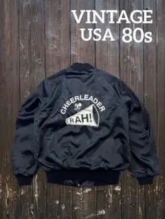 80sUSA製 ナイロンサテンスタジャン チアリーダー RAH! VINTAGE