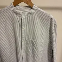 UNIQLO ユニクロ　バンドカラーシャツ　ホワイト/ストライプ　Mサイズ