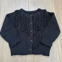 Comme ça ism ベビーカーディガン 黒 フリル　80