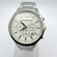 美品 稼動品 エンポーリオアルマーニ メンズ腕時計 シルバー 白文字盤 クロノ