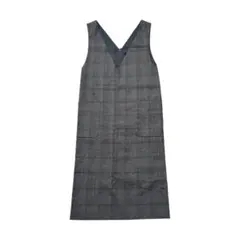 UNTITLED Vネック チェック ロング ジャンパースカート ワンピース