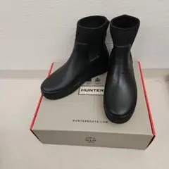 ほぼ未使用　HUNTER ブラック ショートブーツ　レインブーツ