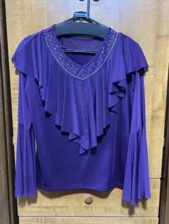 紫色 フリルデザイン レッスンウェア