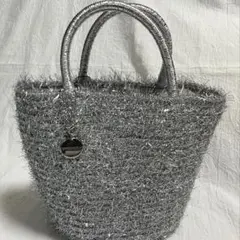新品　OPAQUE.CLIP シルバーラメバスケット調ハンドバック