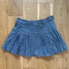 ストライプ プリーツスカート デニム