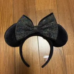 ミッキー耳カチューシャ ビジュー付き 黒