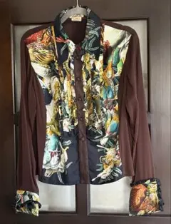 【値下げ】エルメス　シルク　ブラウス Hermès HERMES】エルメス『シルク長袖シャツ size38』レディース ブラウス 1