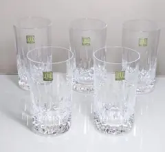 ■訳あり　HOYA　クリスタル　タンブラー　カットグラス　ウィスキー　冷水　５個