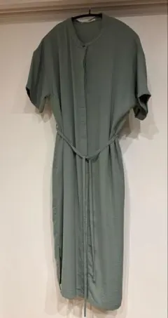 Chocol raffine 半袖シャツワンピース グリーン