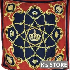 HERMES エルメス カレ90 シルクスカーフ 王冠モチーフ クラウン レッド