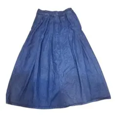 MN.Lデニムロングスカート フレアスカート マキシ丈長め綿75％◆Fサイズ