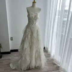 ⬜︎ ウエディングドレス　⑦ 花嫁　スパンコール　ティアード　ゆったり