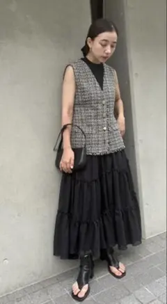 ティアードボリュームスカート　スナイデル　snidel 黒　スカート　レディース