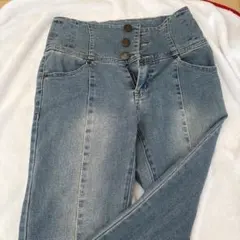 ハイウエスト スキニーデニム ライトブルー