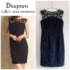 【美品】グレースコンチネンタル ラメコード刺繍ワンピース ドレス　ダイアグラム