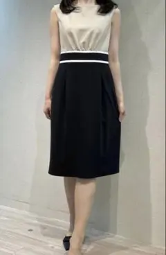 TOCCA トッカ ワンピース リリー バイカラー Mサイズ ベージュ×ブラック