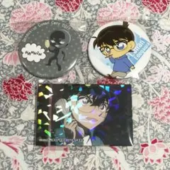 コナン犯人缶バッジ３個☆名探偵コナンカフェサンシャイン