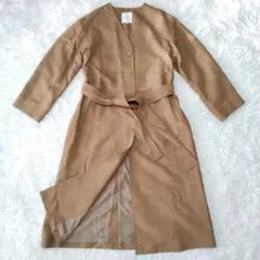 美品 マッキントッシュフィロソフィー ウール ノーカラー コート ロング