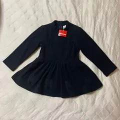 ミキハウス ブラック長袖ワンピース 90