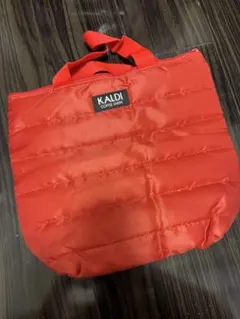 【美品】KALDI COFFEE FARM キルティング トートバッグ 赤