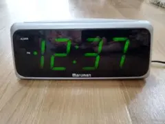 maruman　LED　デジタル　目覚まし時計　シルバー　レトロ　動作確認済