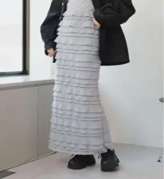 カットフリルIラインスカート　カスタネ