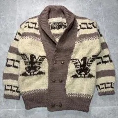 vintage カウチン セーター ニット サンダーバード 総柄 ウール M
