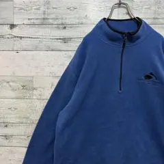 【最高カラー】刺繍ワンポイントロゴ ゆるだぼ レトロ フリース ハーフジップ