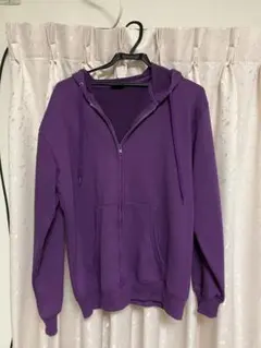 紫色ジッパー付きフードパーカー