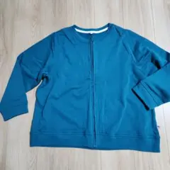 ティールカラー USAコットン 長袖カーディガン