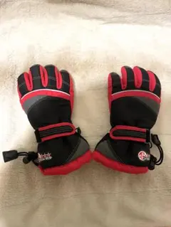 使用一回のみ　130 子供用スキーグローブ 黒/赤