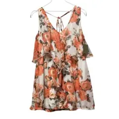 セシルマクビー　トップス　フリル　薔薇柄　フラワー　M 未使用