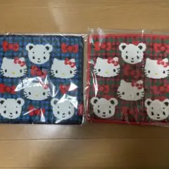 2点セット familiar ファミリア ハローキティ タオル ハンカチ 赤 青