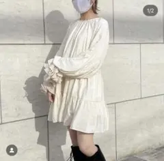 one after another NICE CLAUP 袖プリーツチュニック