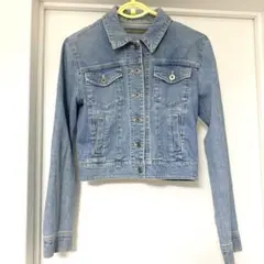 ショート丈デニムジャケット 青 ライトブルー 水色Gジャン ジージャン アウター