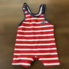 90cm ベビー水着　ストライプ柄　レッド