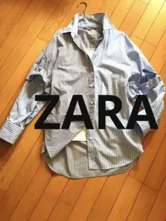 ZARA 2way オーバーサイズシャツ　袖を外して半袖にチェンジ　ストライプ