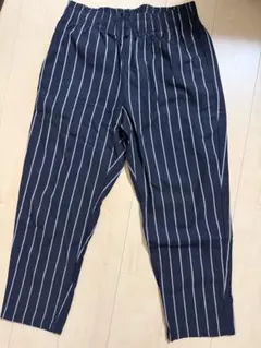 GU ネイビー ストライプ スラックス