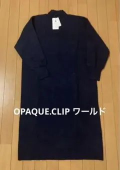 OPAQUE.CLIP ワールド　ニットワンピース　ネイビー