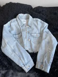ZARA ライトブルー クロップドデニムジャケット