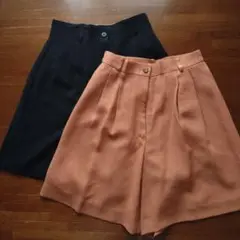 【最終価格】レディース キュロット ブラック＆くすみオレンジ 2本セット