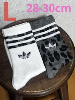adidas 3ストライプ　レオパードクルーソックス　2足セット　迷彩　レア