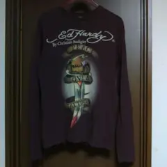 エドハーディーed hardyロングTシャツ長袖ロンTブラウンS