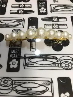 コットンパールのバレッタ