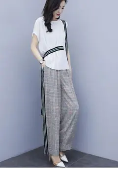 レディース 半袖 Tシャツ 2セット ガウチョパンツ スカート 気質 おしゃれ