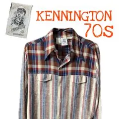 【ヴィンテージ】KENNINGTON 70年代 チェック柄 長袖シャツ　古着
