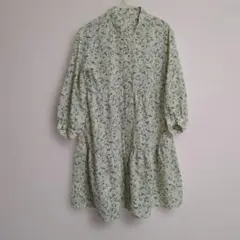 GU キッズ フラワープリントティアードシャツワンピース 110