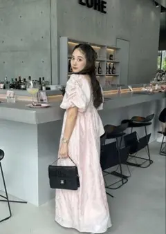 ANDRESDbubble sleeve jacquard dressMtall